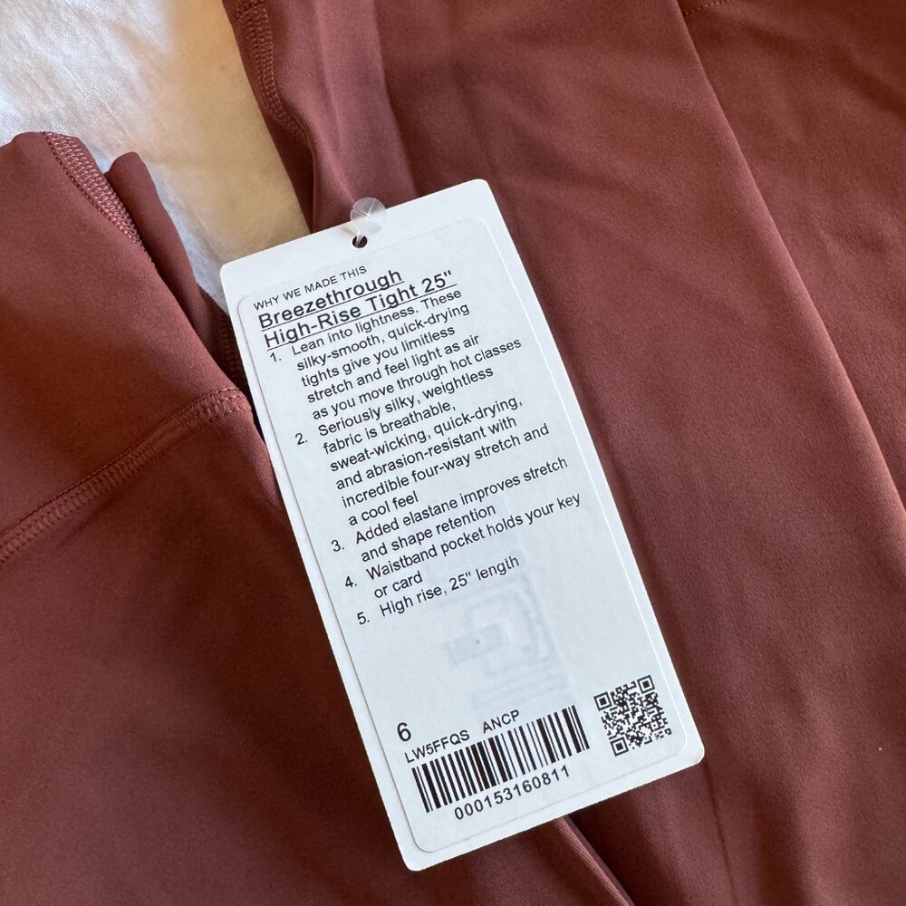 Lululemon Breezethrough High-Rise Tight 25" - Size 6 - Picture 2 of 4